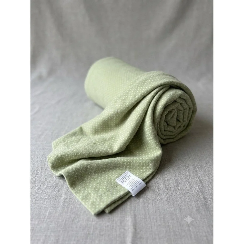 Vintage Amy Coe Pastel Green Striped Cotton Baby Blanket 36x34 Limited Edition
